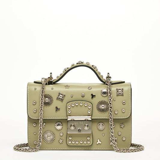 The Hollywood Leather Crossbody Bag |Sage Green