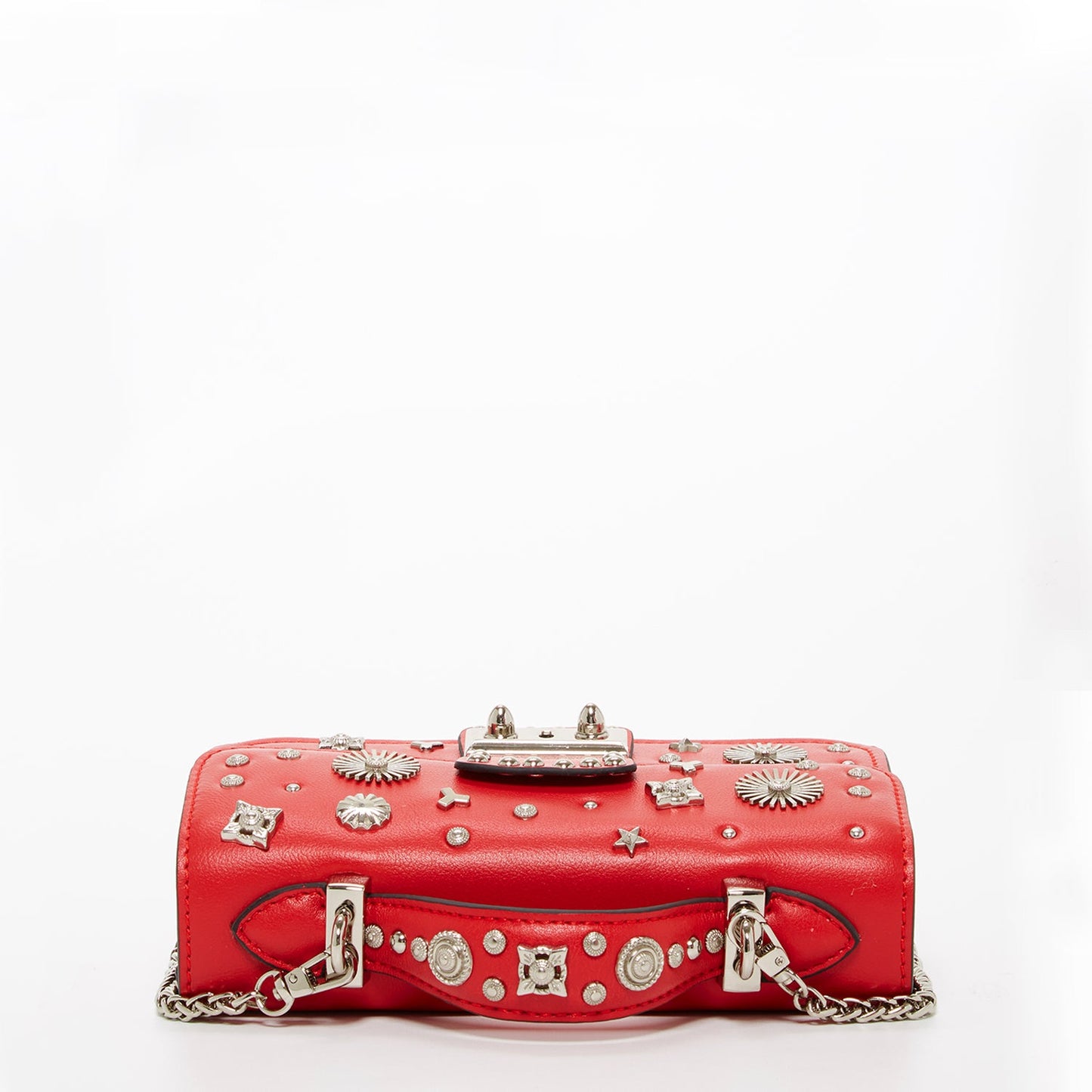 The Hollywood Studded Leather Crossbody Bag| Red